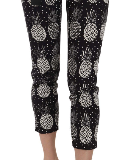 Dolce & Gabbana Black Pineapple Print Skinny Capri Pants