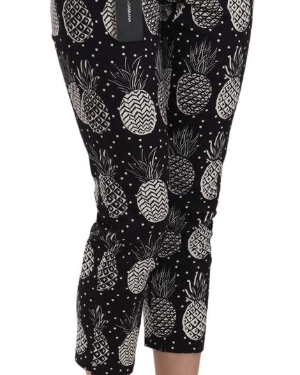 Dolce & Gabbana Black Pineapple Print Skinny Capri Pants
