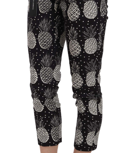 Dolce & Gabbana Black Pineapple Print Skinny Capri Pants
