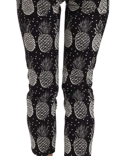 Dolce & Gabbana Black Pineapple Print Skinny Capri Pants