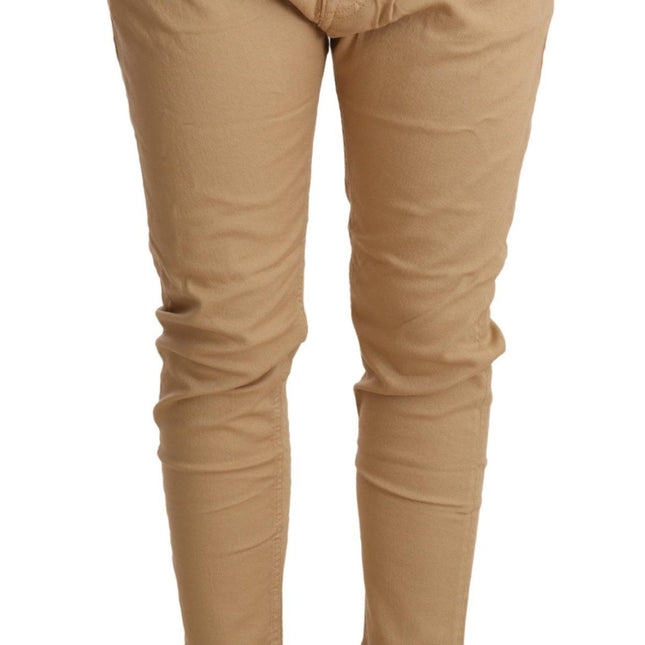 CYCLE Beige Mid Waist Slim Fit Skinny Stretch Trouser