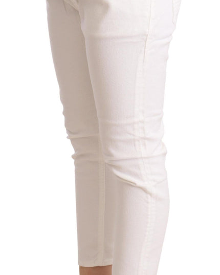 CYCLE White Mid Waist Slim Fit Skinny Cotton Stretch Trouser