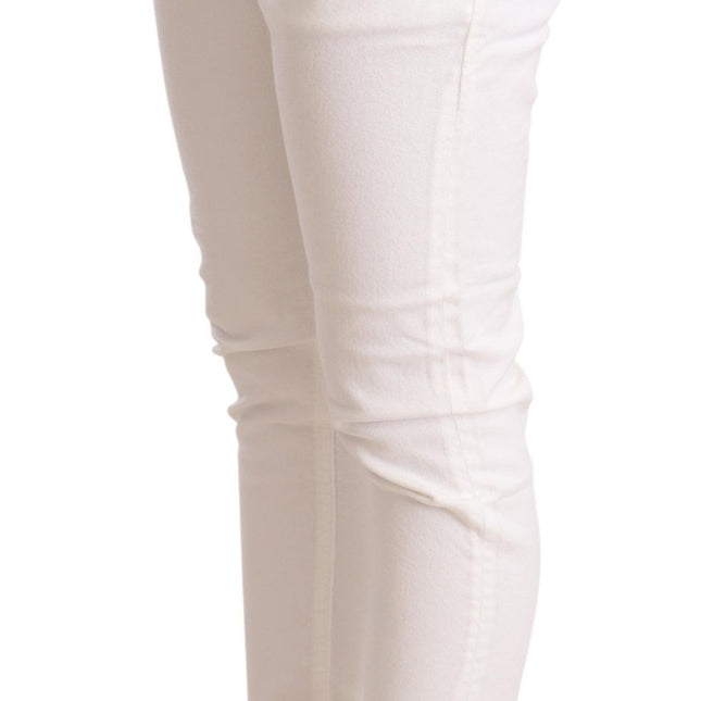 CYCLE White Mid Waist Slim Fit Skinny Cotton Stretch Trouser
