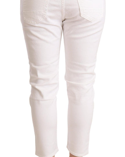 CYCLE White Mid Waist Slim Fit Skinny Cotton Stretch Trouser