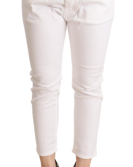 CYCLE White Mid Waist Slim Fit Skinny Cotton Stretch Trouser