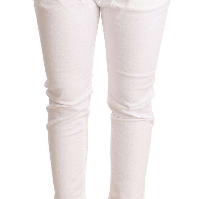 CYCLE White Mid Waist Slim Fit Skinny Cotton Stretch Trouser