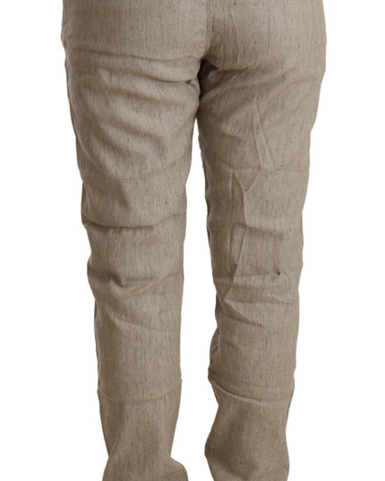 CYCLE Beige Mid Waist Casual Baggy Stretch Trouser