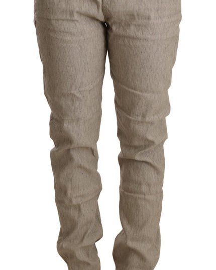 CYCLE Beige Mid Waist Casual Baggy Stretch Trouser