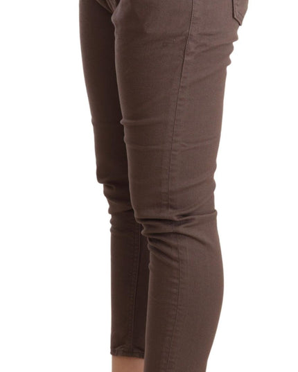 CYCLE Brown Mid Waist Cropped Skinny Stretch Trouser