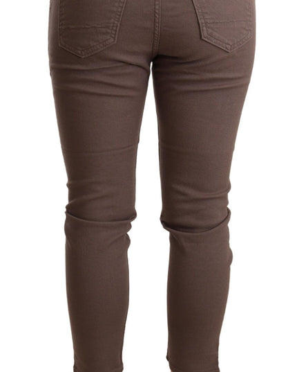 CYCLE Brown Mid Waist Cropped Skinny Stretch Trouser