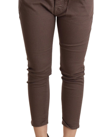 CYCLE Brown Mid Waist Cropped Skinny Stretch Trouser
