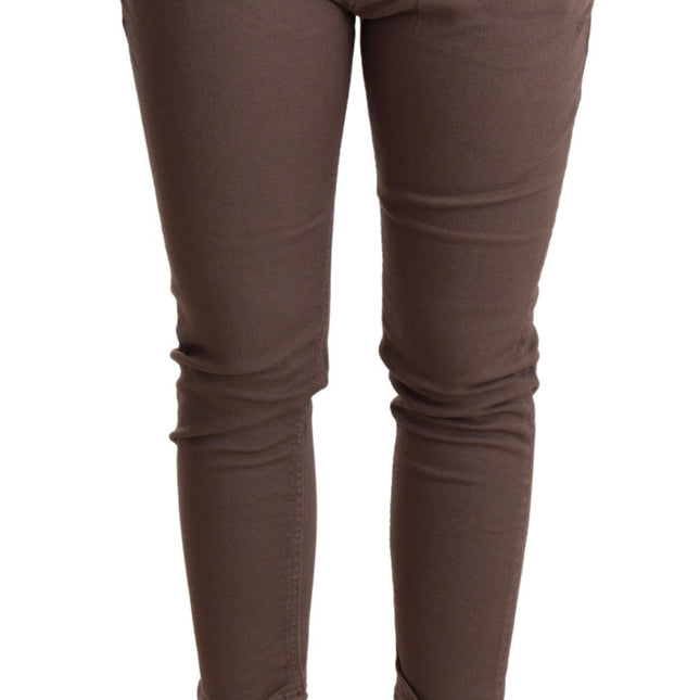 CYCLE Brown Mid Waist Cropped Skinny Stretch Trouser