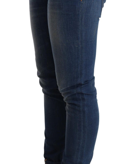 Acht Blue Washed Low Waist Skinny Denim Jeans Pant