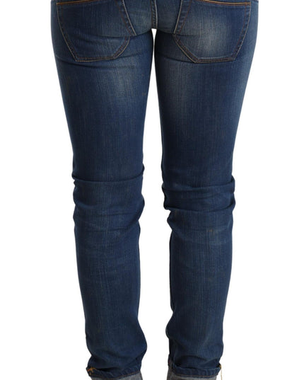 Acht Blue Washed Low Waist Skinny Denim Jeans Pant