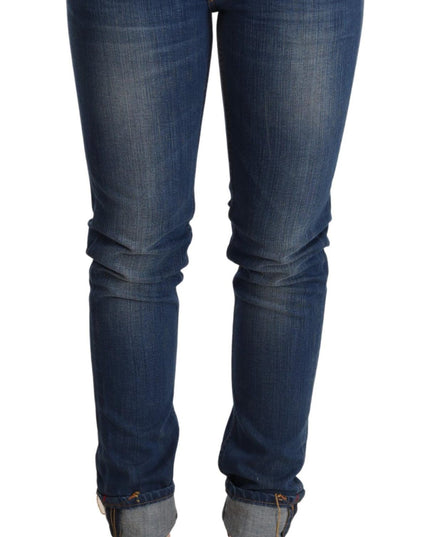 Acht Blue Washed Low Waist Skinny Denim Jeans Pant