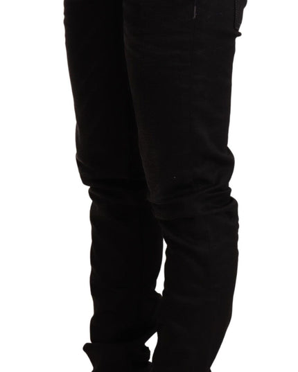 Acht Black Low Waist Skinny Denim Cotton Trouser