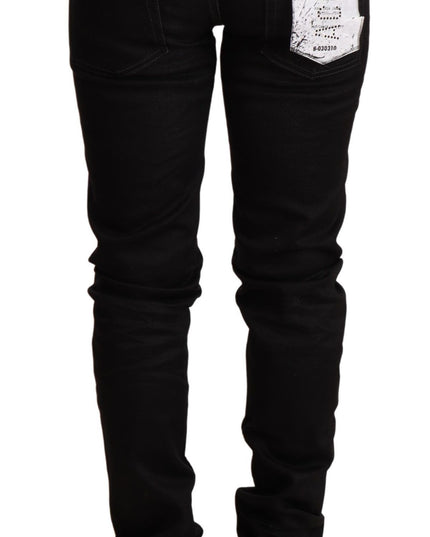 Acht Black Low Waist Skinny Denim Cotton Trouser