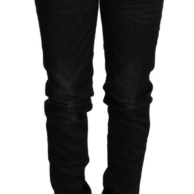 Acht Black Low Waist Skinny Denim Cotton Trouser