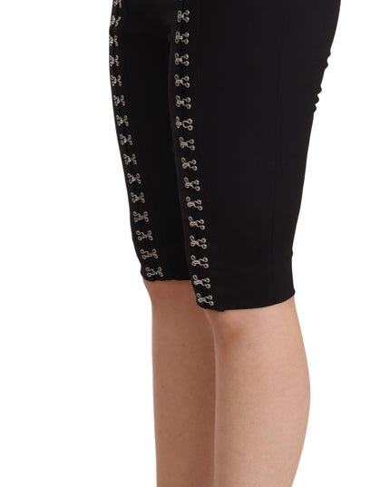 Dolce & Gabbana Black Wool Stretch Slim Fit High Waist Shorts