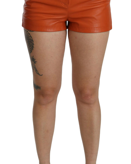 Dolce & Gabbana Orange Leather High Waist Hot Pants Shorts