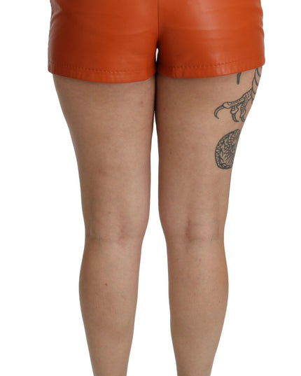 Dolce & Gabbana Orange Leather High Waist Hot Pants Shorts