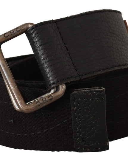 Costume National Black Cotton Ducati Metal Buckle Belt
