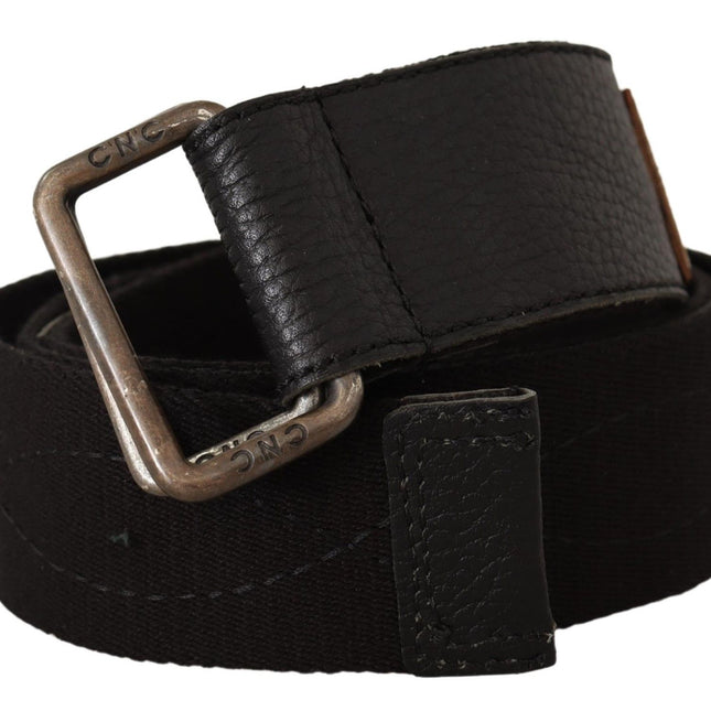 Costume National Black Cotton Ducati Metal Buckle Belt