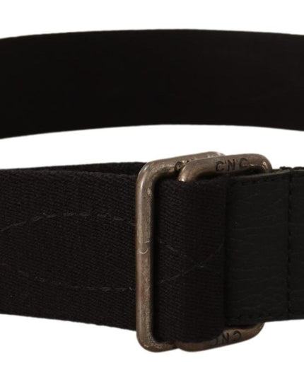 Costume National Black Cotton Ducati Metal Buckle Belt