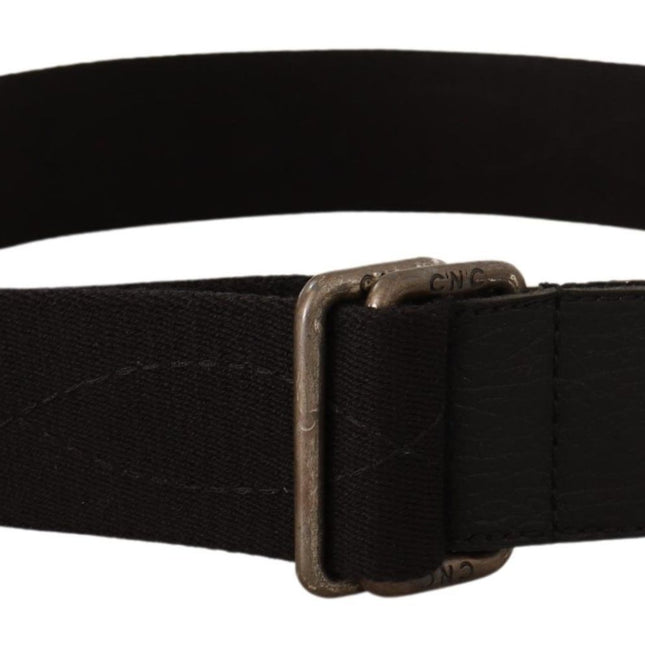 Costume National Black Cotton Ducati Metal Buckle Belt