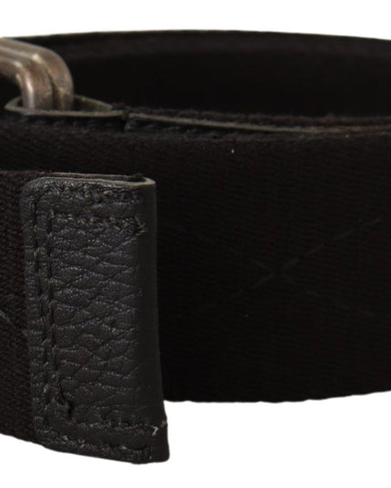 Costume National Black Cotton Ducati Metal Buckle Belt