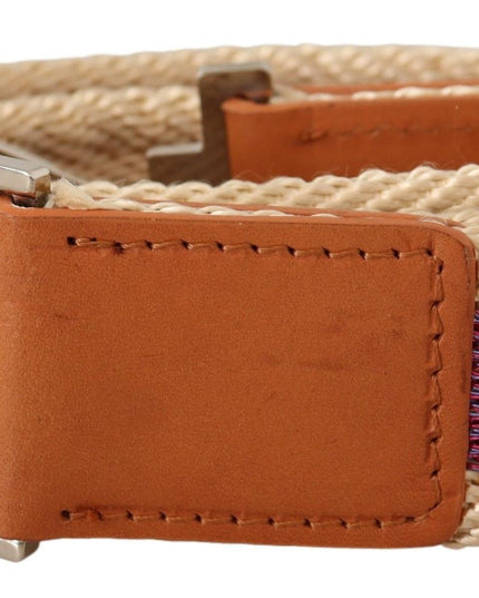 GF Ferre Multicolor Leather Silver Hexagon Logo Buckle Belt