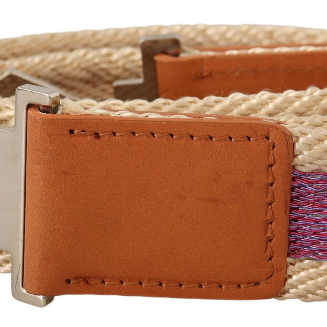 GF Ferre Multicolor Leather Silver Hexagon Logo Buckle Belt