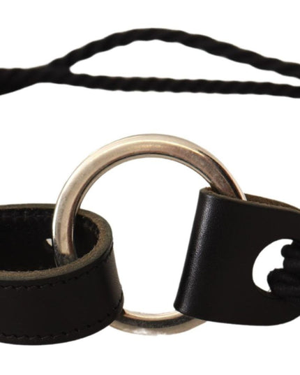 MILA SCHÖN Black Leather Slim Women Waistband Metal Buckle Belt