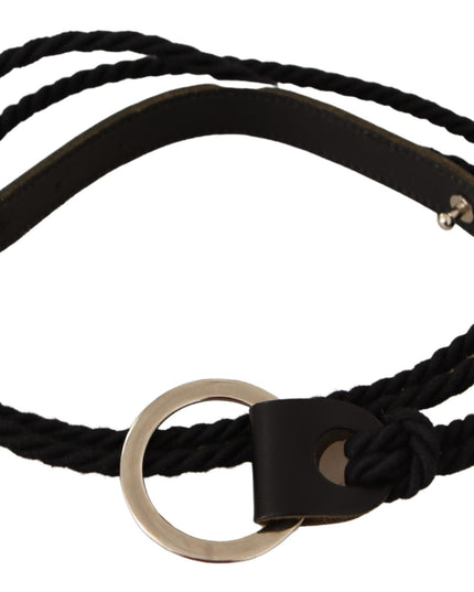 MILA SCHÖN Black Leather Slim Women Waistband Metal Buckle Belt