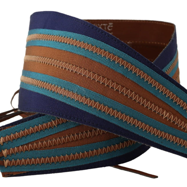 Exte Brown Leather Wide Waistband Tie Fastening Belt