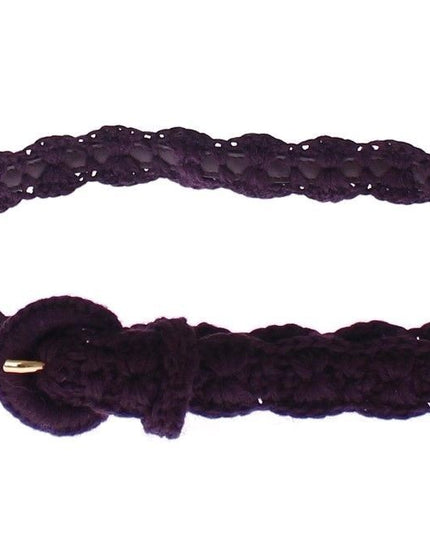 Dolce & Gabbana Purple Cotton Gold Logo Waist Belt