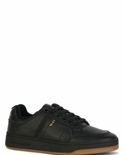 Saint Laurent Elegant Black Low-Top Leather Sneakers