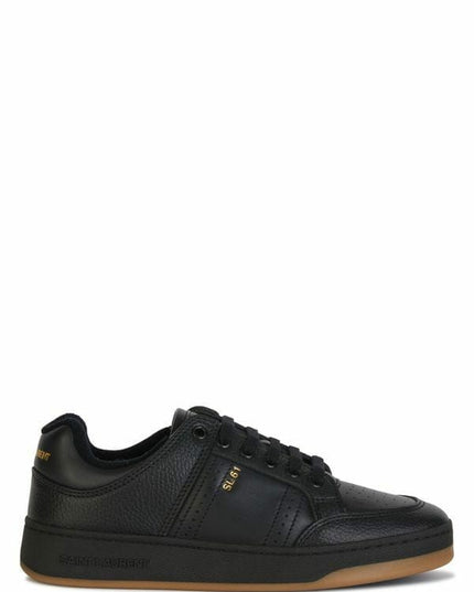 Saint Laurent Elegant Black Low-Top Leather Sneakers