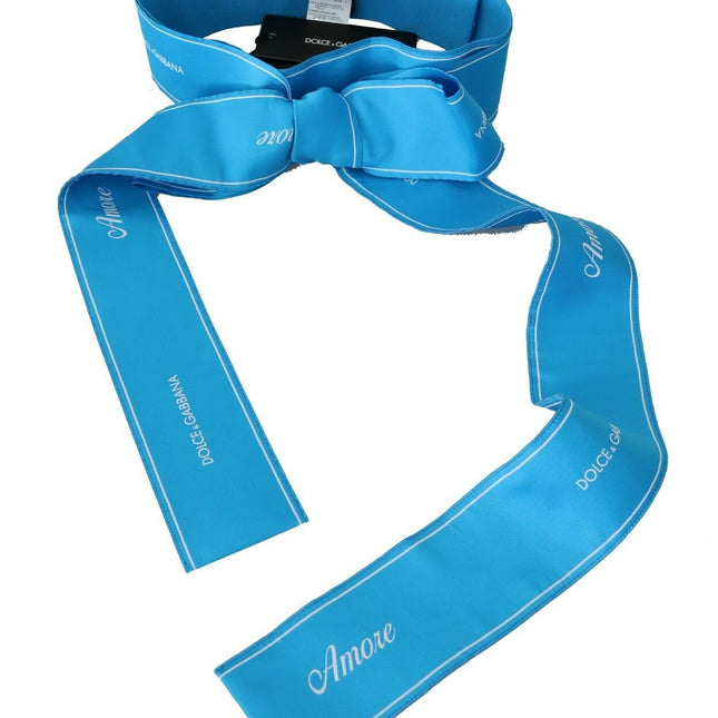 Dolce & Gabbana Blue Waist Ribbon Wide Bow Belt