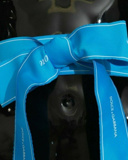 Dolce & Gabbana Blue Waist Ribbon Wide Bow Belt