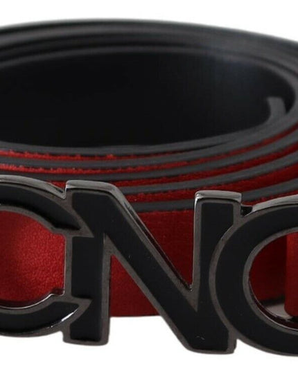 Costume National Red Reversible Leather Logo Belt
