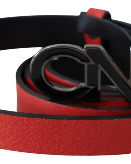 Costume National Red Reversible Leather Logo Belt
