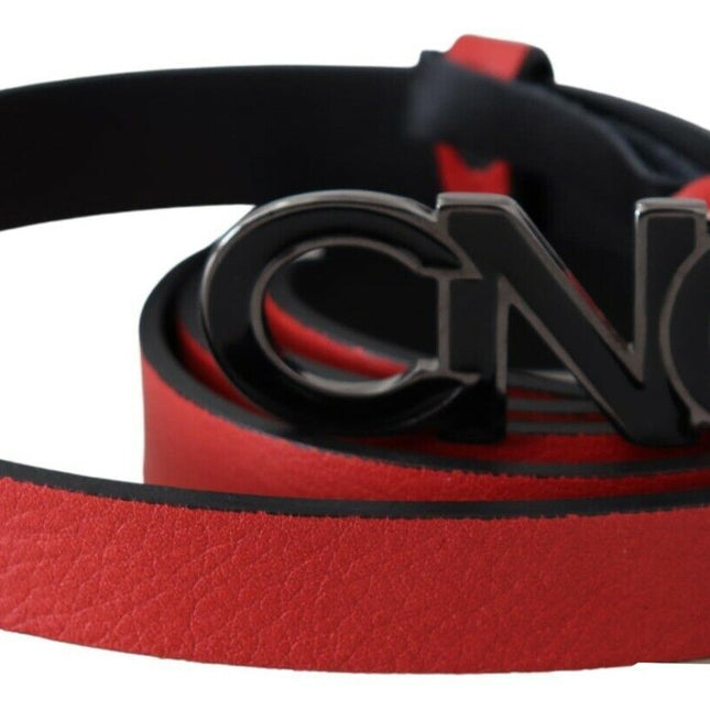 Costume National Red Reversible Leather Logo Belt