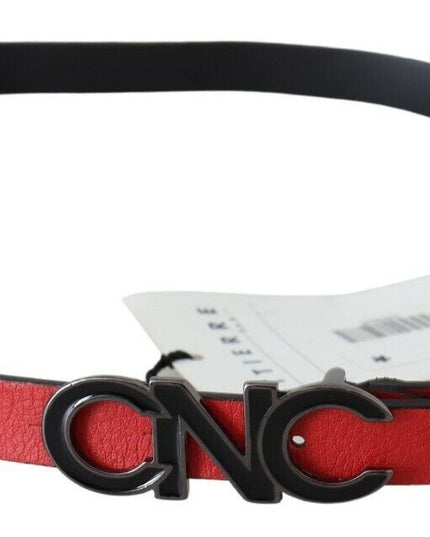 Costume National Red Reversible Leather Logo Belt