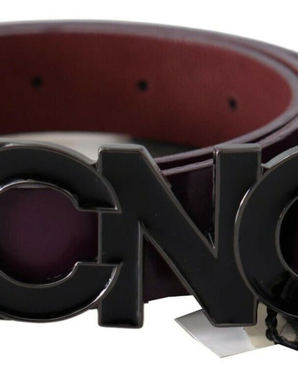 Costume National Brown Leather Large Logo Letter Buckle Belt