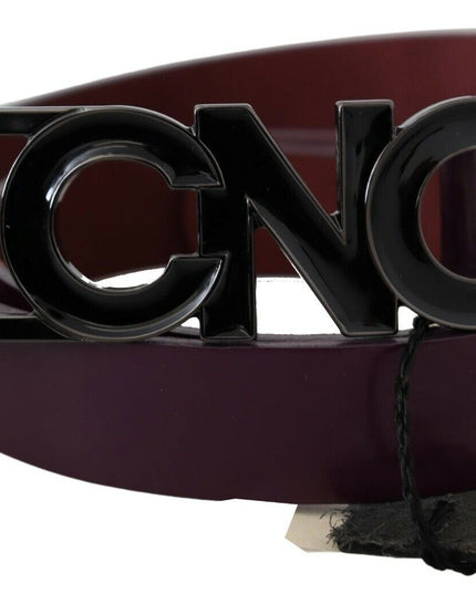 Costume National Brown Leather Large Logo Letter Buckle Belt