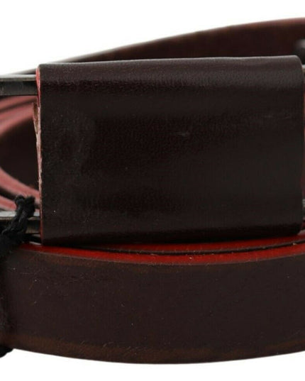 Costume National Brown Leather Double Rustic Silver Buckle Belt