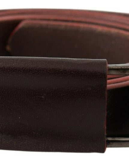 Costume National Brown Leather Double Rustic Silver Buckle Belt