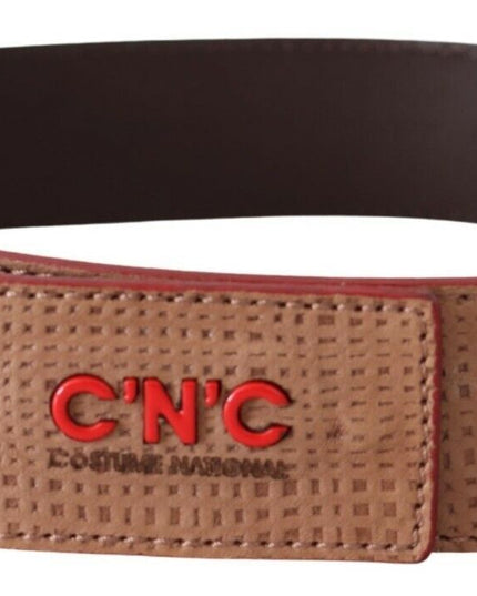 Costume National White Leather Logo Fashion Waist Belt