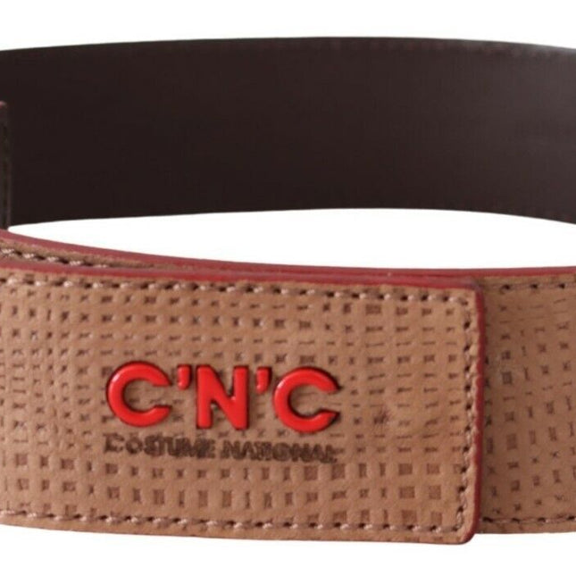 Costume National White Leather Logo Fashion Waist Belt